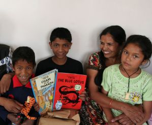 Ankit (left), with Suman (middle) Tara, and Simran