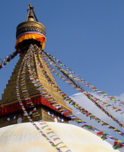 Stupa with flags by Christiane Michels