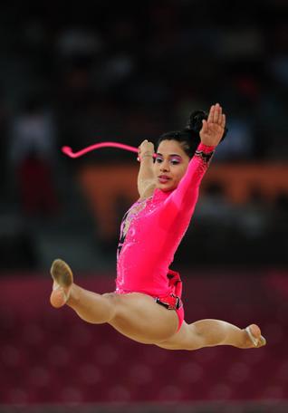 India's Akshata Sanjay Shete, in action at the Commonwealth Games rhythmic gymnastics team competition. Photo: K. Murali Kumar