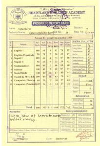 Bulletin de classe d'Usha ! 